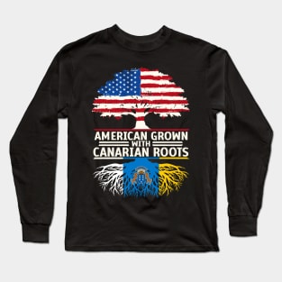 American Grown with Canarian Roots Flag Tree American Canarian heritage Long Sleeve T-Shirt